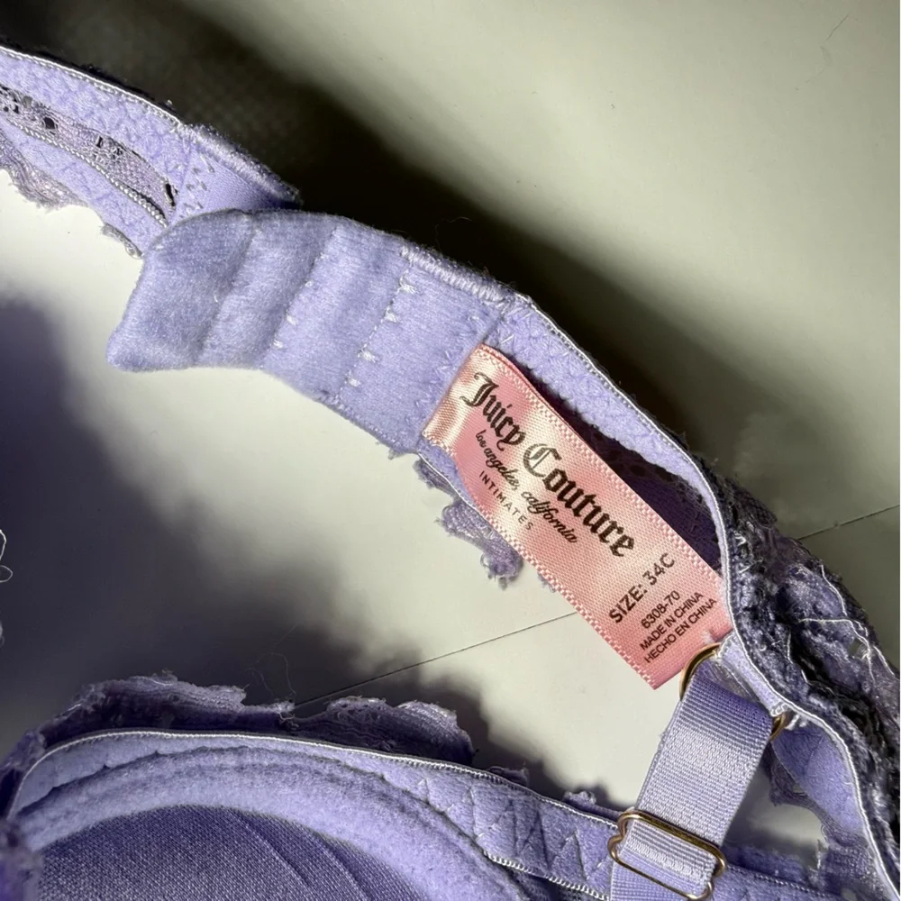 Juicy Couture‎ Lavender Lace Bra 34C Underwire Comfortable Fit